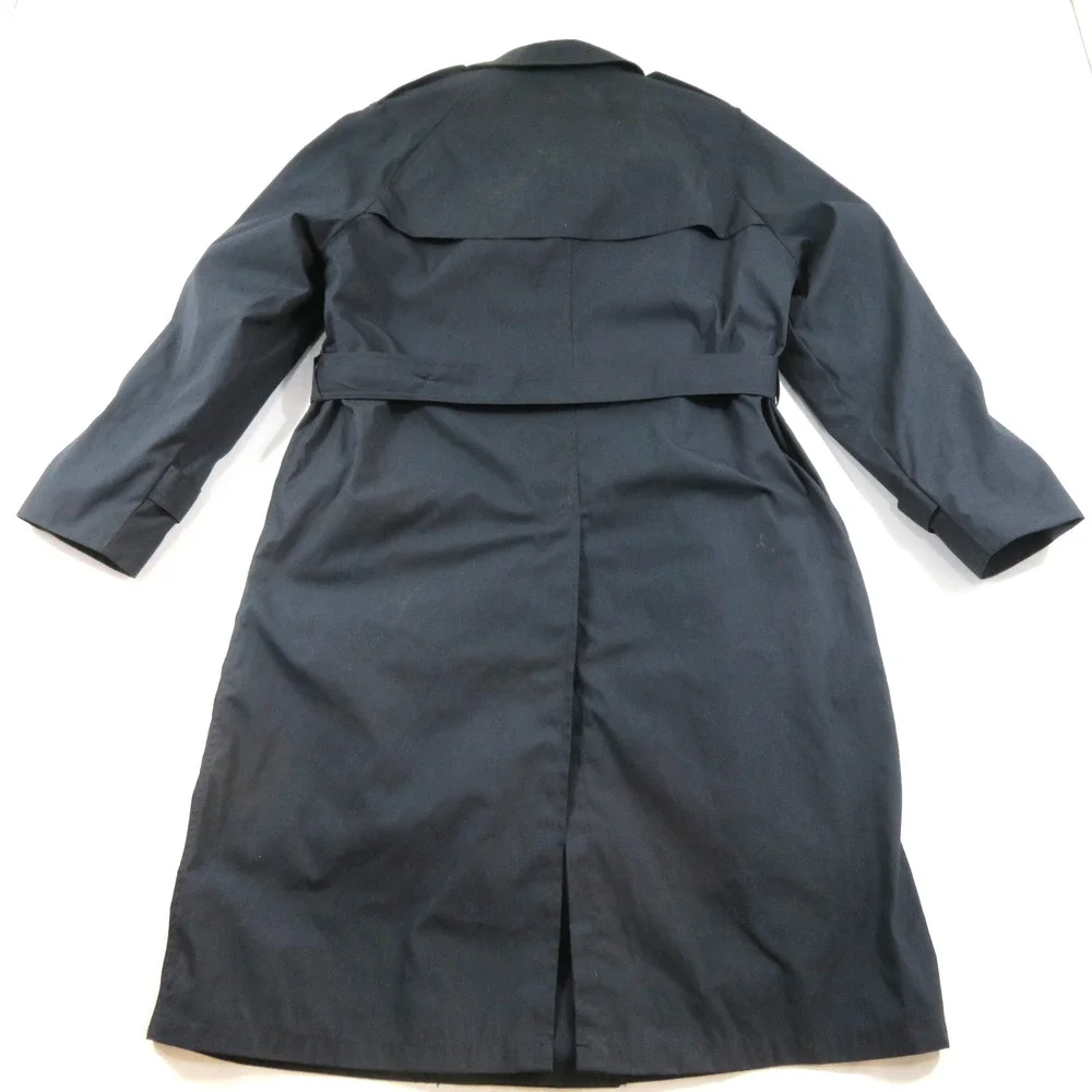 Army Military Long Trench Rain Coat W/ Liner Black Sz 42L 70s/80s